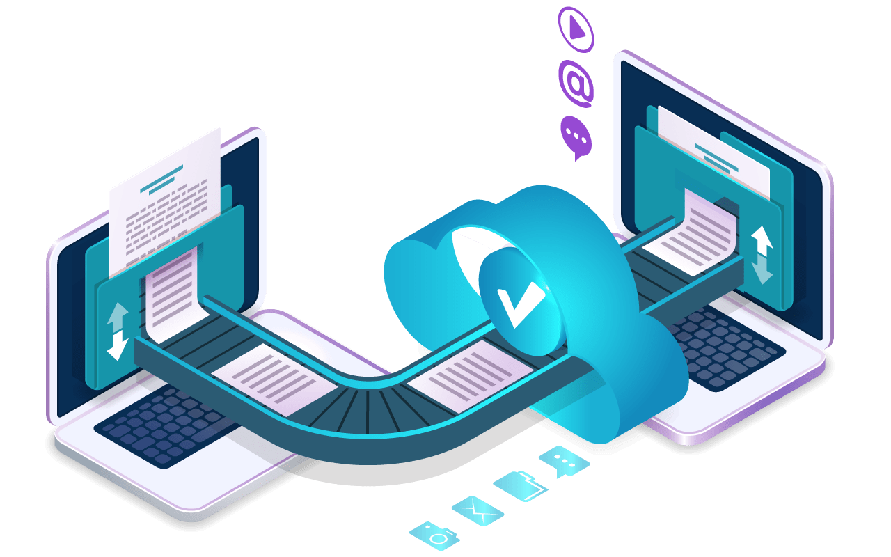 Envoyez des documents, photos, vidéos et mots de passe en toute simplicité.